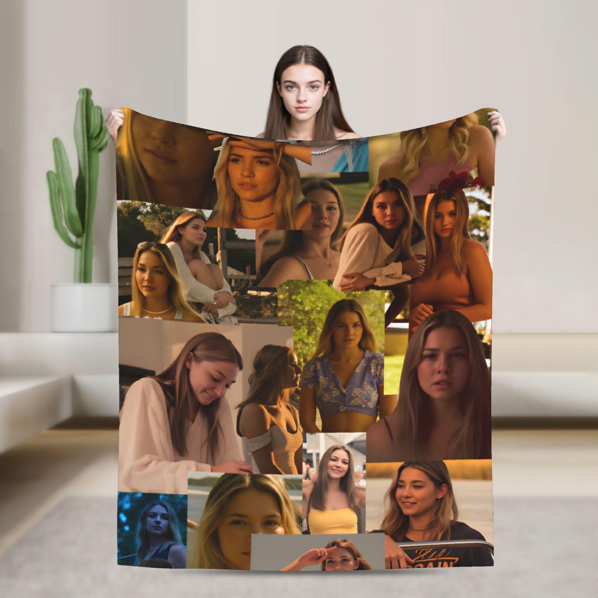 

Madelyn Cline Montage Blanket Soft Warm Funny Plush Throw Blanket For Outdoor Airplane Travel Flannel Bedspread Bed Cover 130x150cm