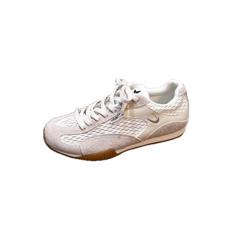 Mesh Breathable Color Matching Casual Sports Shoes 2025 New Flat-bottomed German Training Shoes Women's Versatile Board Shoes Trendy Shoes Women