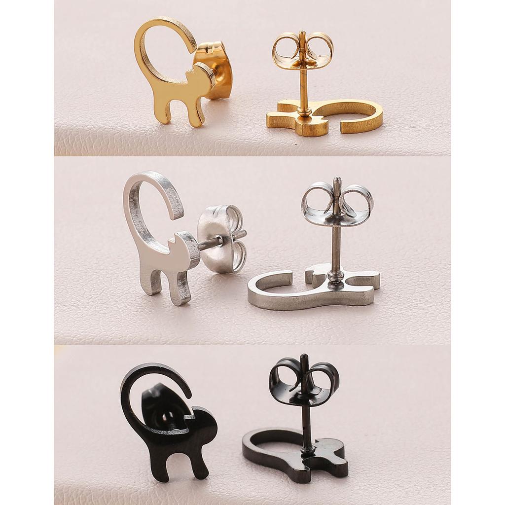 Cute Animal Stud Earrings for Women Girls 3 Pairs Cat Ear Studs Adornment Trendy Ear Hooks Charm Ornament Jewelry Gift