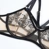 Erotische Damen-Unterwäsche, dünner Abschnitt, durchsichtige Netz-Stickerei, sexy Dessous, Bügel-BH, Strumpfgürtel, Tanga-Anzug