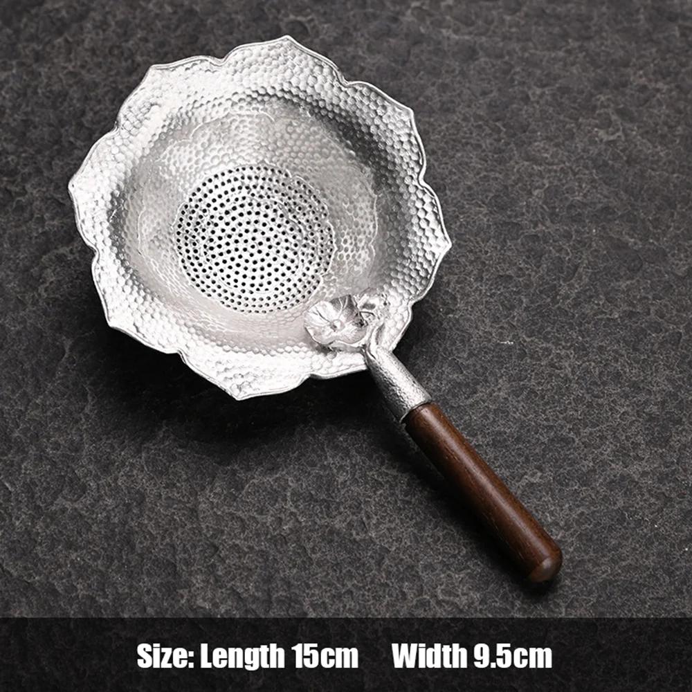 

Pure Tin Tea Set Creative Tea Drain Gourd Filter Japanese Handmade Hammered Leaf Filter Kung Fu Tea Ceremony Gift for Friends