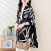 Printed Mid Length Spring and Autumn Long Sleeved Shirt for Outerwear Undershirt Top Women's Shirt