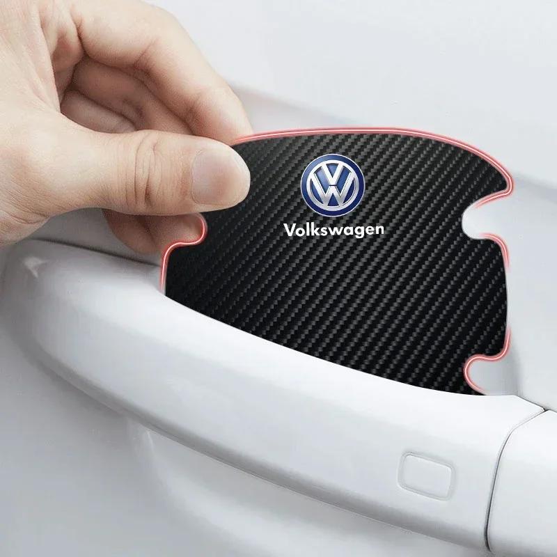 New New 4PCS Car Door Handle Protection Sticker Emblem Car Styling New Volkswagen Golf GTI Bora Passat Jetta Beetle Sciroc