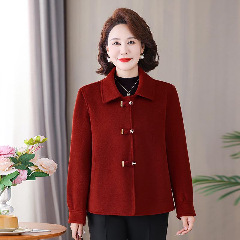 

Petite Women s Maternity Wool Coat - Short Style for Middle-Aged & Elderly, Spring/Autumn 3XL for 122-133 jin