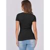 Women European Casual Slim Fit Ribbed Crew Neck Short Sleeve T Shirt