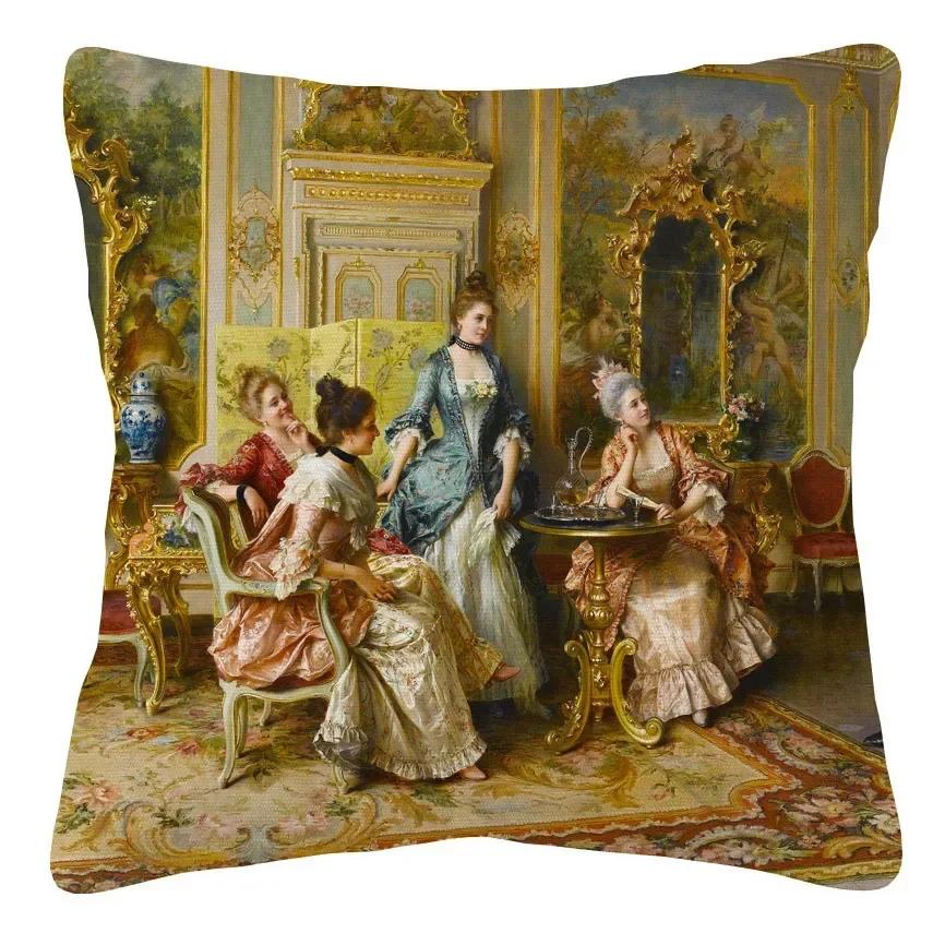 

Европейский викторианский королевский двор дамы женщины подушка Чехол Наволочка 40x40cm белый