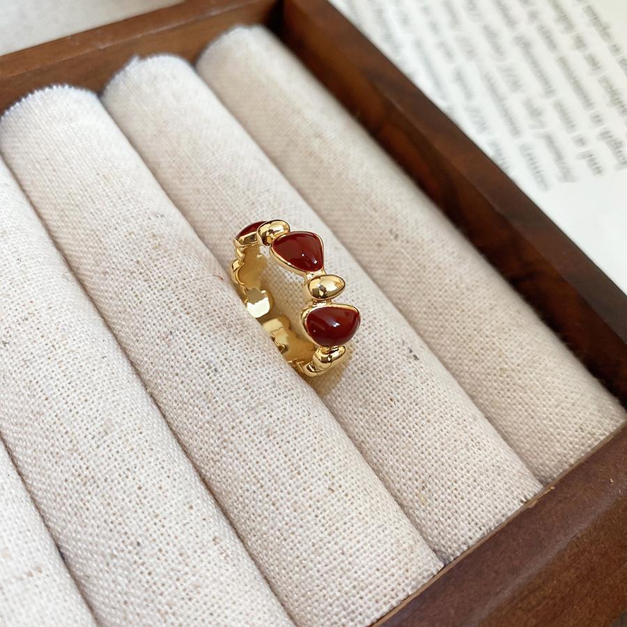 Vintage Maillard Tiger's Eye Irregular Geometric Ring Index Finger Ring Personality Jewelry Women