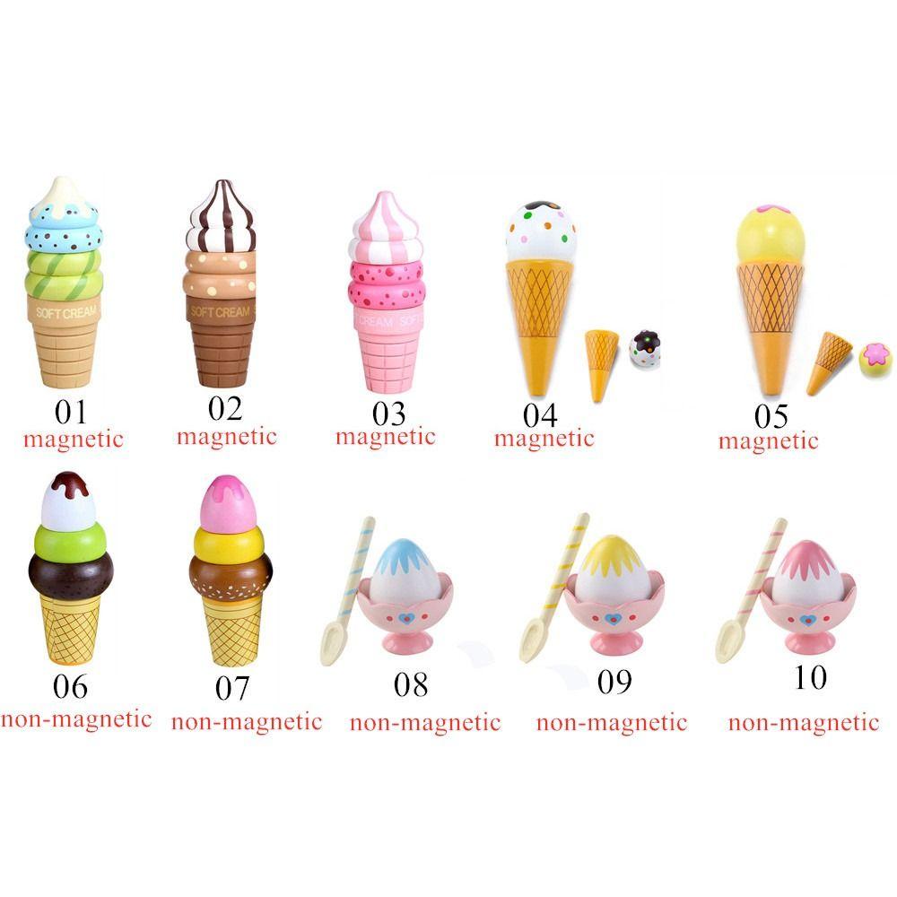 Kids Gift Wooden Simulation Ice Cream Wooden Kitchen Toys Pretend Play House Model Food Toys