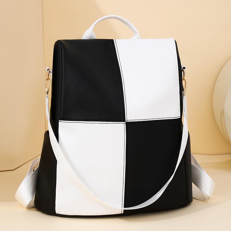 Large Capacity Commuter Women's Backpack Stitching Outdoor Travel Backpack Multi-Functional Shoulder Handbag