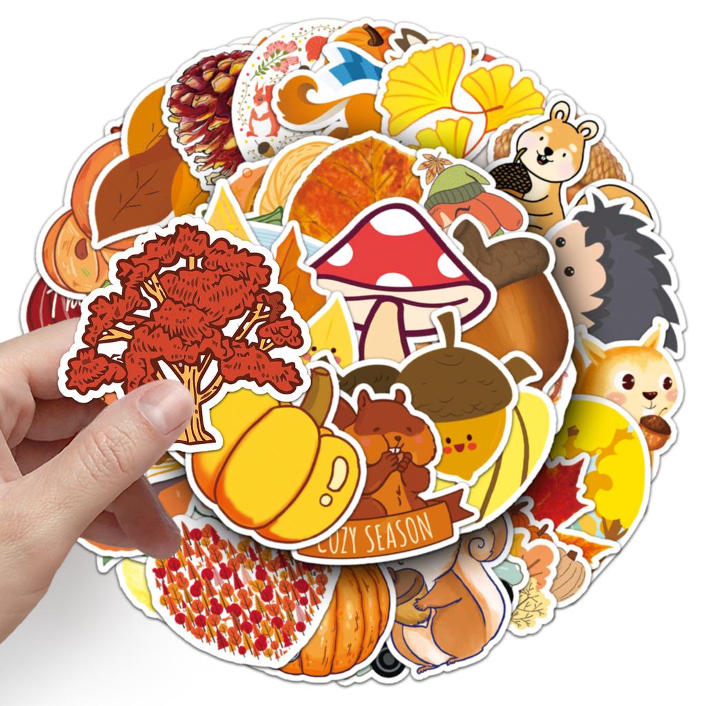 50 Autumn Fresh Doodle Personality Cartoon Squirrel Animal DIY Skateboard Suitcase Stickers Waterproof