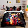 Juego de Ropa de Cama con Estampado de Llama Colorida con Gafas (3 Piezas) 1 Funda Nórdica 2 Fundas de Almohada para Adultos y Niños Regalo de Lujo Tamaño Completo