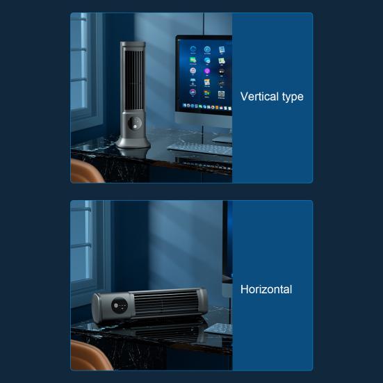 Wentylator chłodzący do klimatyzatora biurkowego, 3 prędkości, ładowany przez USB, regulowany, przenośny, bezłopatkowy, poziomy, pionowy, do domowego biura, do chłodzenia powietrza