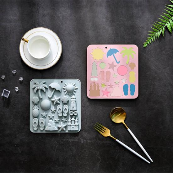 2Pcs Silicone Chocolate Baking Mold Summer Ocean Theme Shell Starfish Conch Jelly Molds Candy Making Supplies