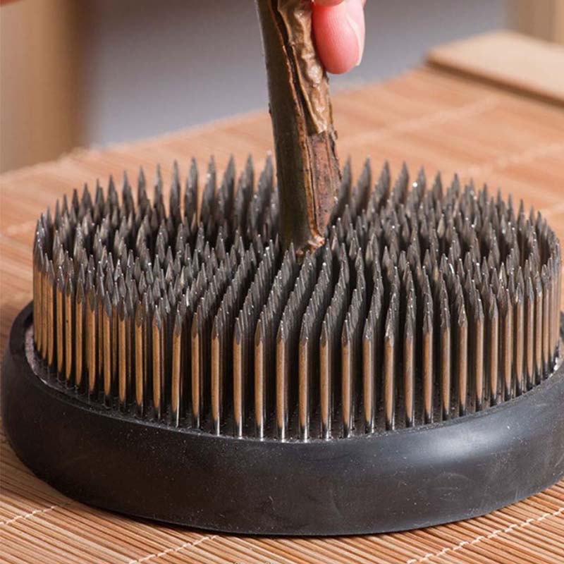 Kenzan Rotund pentru Ikebana, Broscuță de Flori cu Garnitură de Cauciuc, Instrument Fix pentru Aranjamente Florale