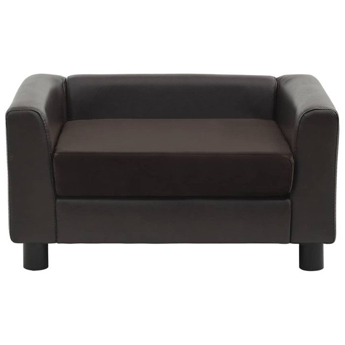 VidaXL Canapé pour Chien Marron 60x43x30 cm Peluche et Similicuir Sofa Chat 170961