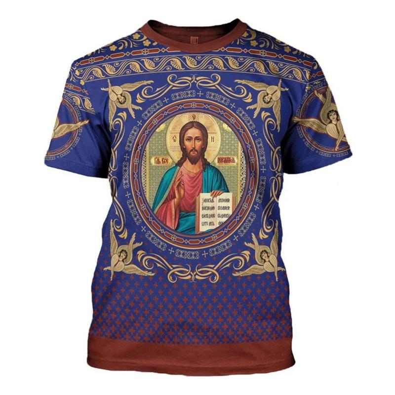 T-shirt Cristiana Gesù Uomo Donna Stampa 3D Grafica Ortodossa Manica Corta Nuova Retro Abbigliamento Unisex Dropshipping