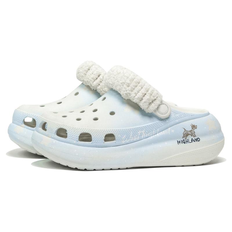 Crocs Classic Clog Warm Pudding EVA Refreshing Trend Graffiti Personality Unique Hole Shoes Unisex Pale Blue