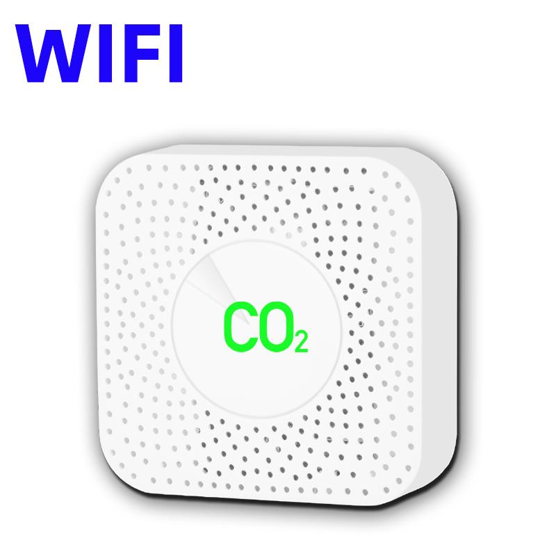 Tuya CO2 Carbon Dioxide Sensor co2 detector NDIR High-precision Measurement Exceeds Standard Alarm Smart Home Linkage tuya senso WIFI Square White