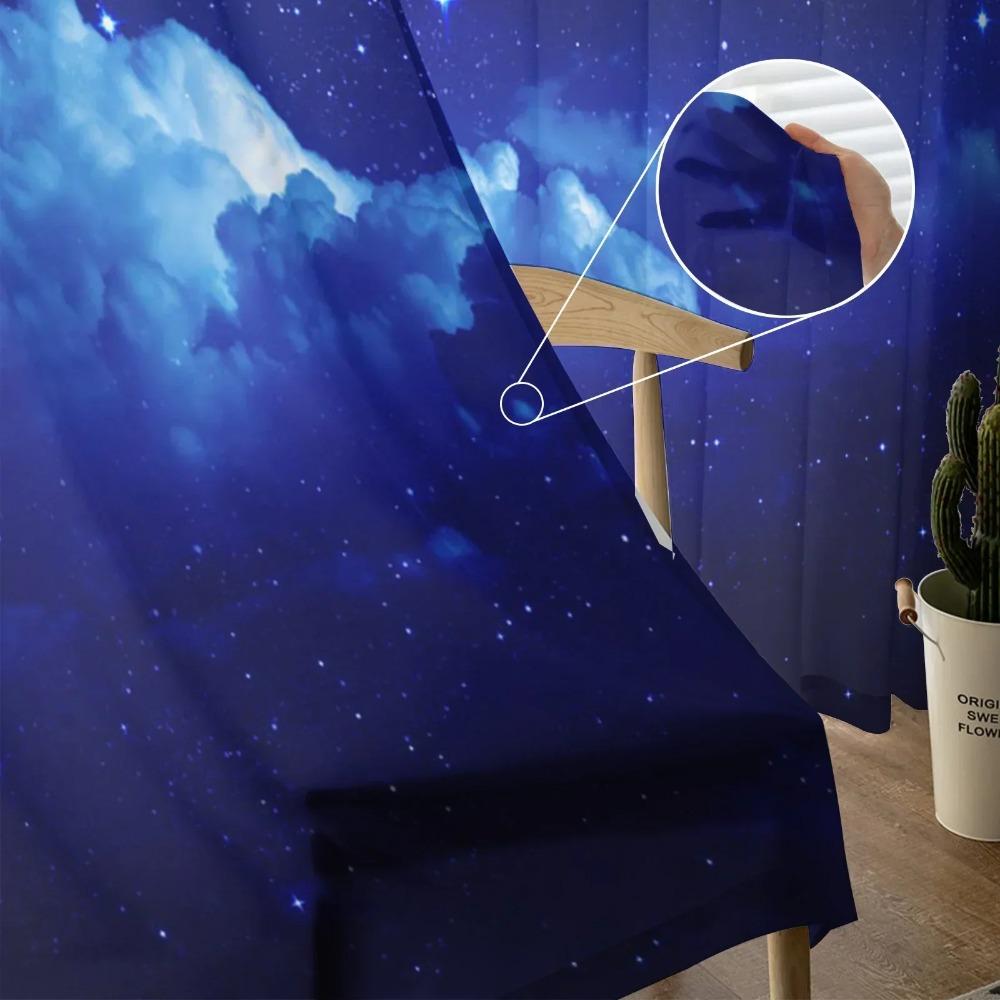 Night Sky Star Moon Sheer Curtains Living Room Window Tulle Curtains For Bedroom Kitchen Home Decoration Voile Drapes