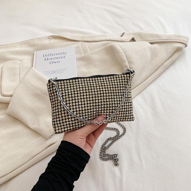 Temperament Rhinestone Bag 2025 New Trendy Full Diamond Bag Mini Shoulder Messenger Bag Hand Bag Women's Lipstick Bag