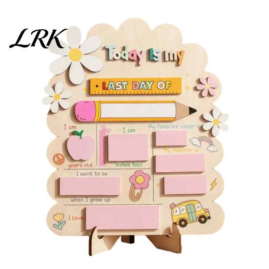Kids Study Planner First and Last Day of School Board Sign for Kids, Reusable Wooden Small Chalkboard Sign, Cute Writing Daily Notes Schedules