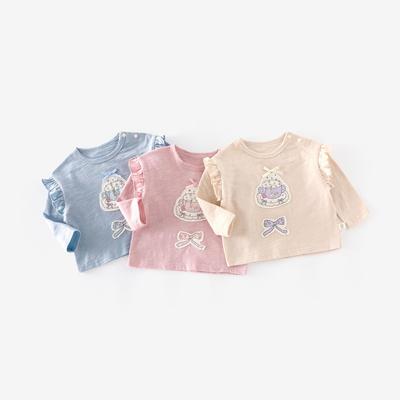Girls' Adorable Bow T-Shirt - New 2025 Korean-Style Autumn Top