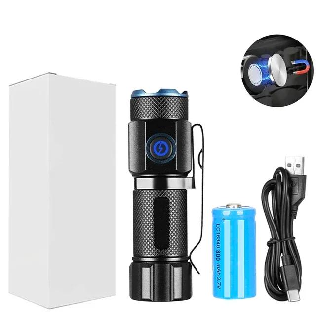 6500K Mini Flashlight High Bright P50 LED Palm Torch Type-C Usb Torch Light Child Lady Backpack Pocket Outdoor Home Work Lamp