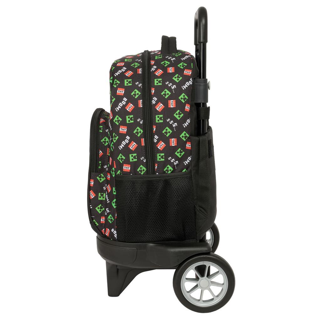 School Rucksack with Wheels Minecraft Black 33 x 45 x 22 cm