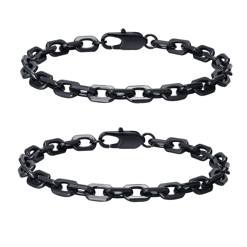 Einfache 6,5MM Kettenglieder-Armbänder für Herren, Wasserdichtes Edelstahl Quadratisch Geometrische Glieder Armband Geschenk, pulseira