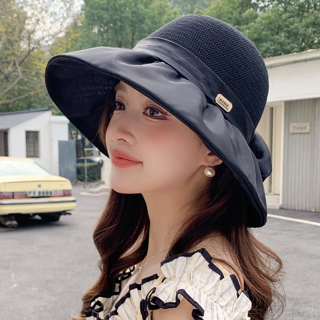 Spring and Summer New High-end Organza Eaves Sunscreen Face Bucket Hat Women's Outdoor Beach Sun Hat