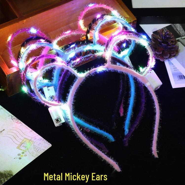 Luminous Rabbit & Cat Ear Headbands with Feather Clips - Perfect for Night Events & Gifts