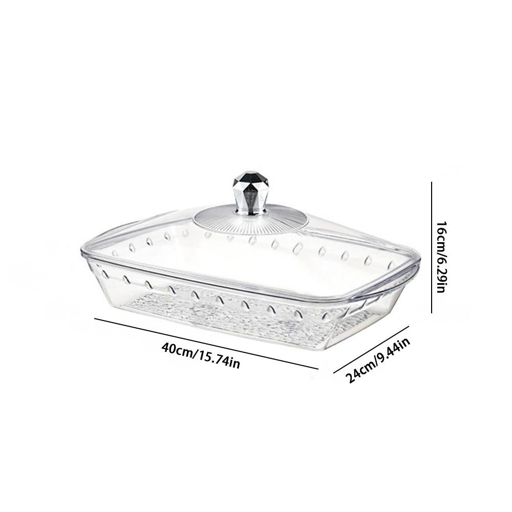 Transparent Buffet Food Tray Drop-proof Large Capacity Fruit Tray with Lid Food Storage Organizer