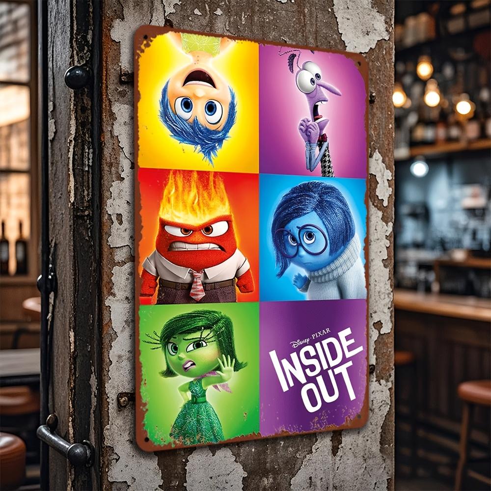 2D Flat, 1pc Inside Out Iron Wall Art - Joy, Sadness, Anger, Fear, Disgust & Blossom Theme Design - 20.32x30.48 cm Metal Decor f