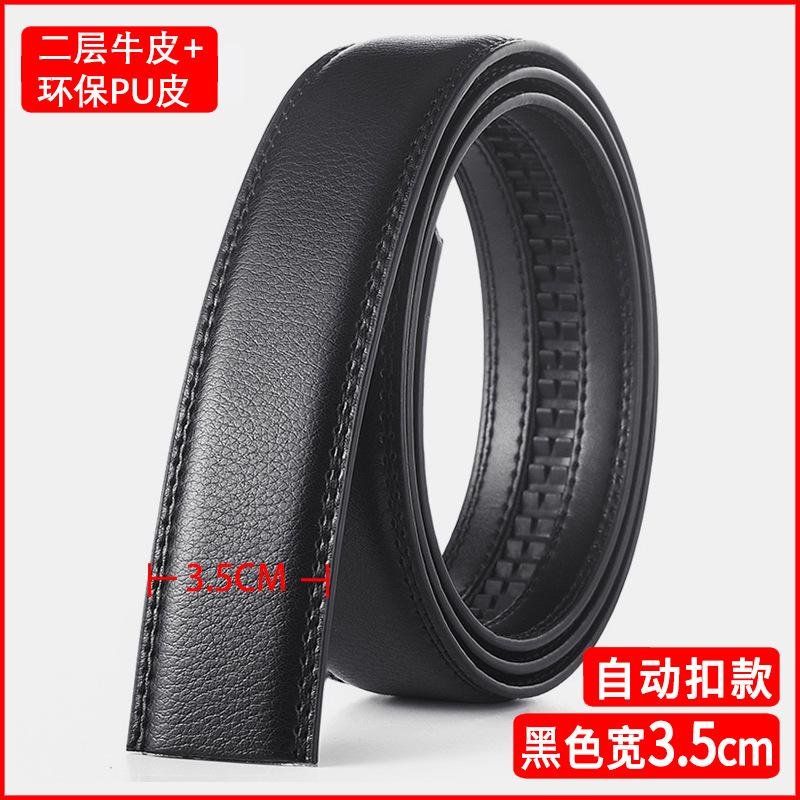 Belt Men'S Genuine Leather Does Not Take The Lead, Automatic Buckle Men'S Belt Cowhide Green Headless Belt Body Trendy Light Person Without Buckle