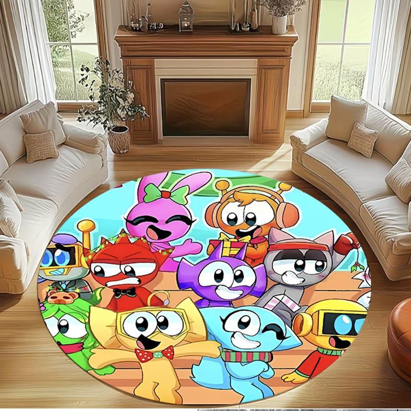 Sprunki Game Print Round Rug, Washable Floor Carpet, For Entryway Dorm Laundry Room Office Study, Home Decor Birthday Christmas Gift