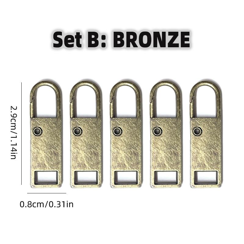 5Pcs Universal Metal Zipper Head Puller DIY Sewing Spring Lock Zipper Sliders Replacement Instant Repair for Clothing Bags Shoes