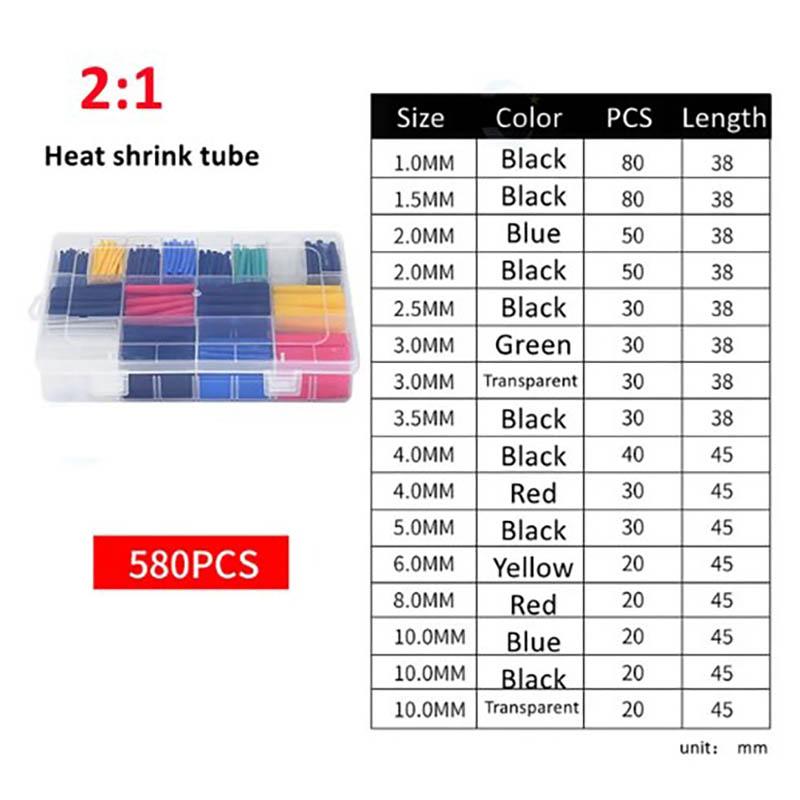 

580/800 шт. Термоусадочна трубка Ізоляційна термоусадочна комбінована трубка Електричне з єднання Кабельна ізоляційна трубка