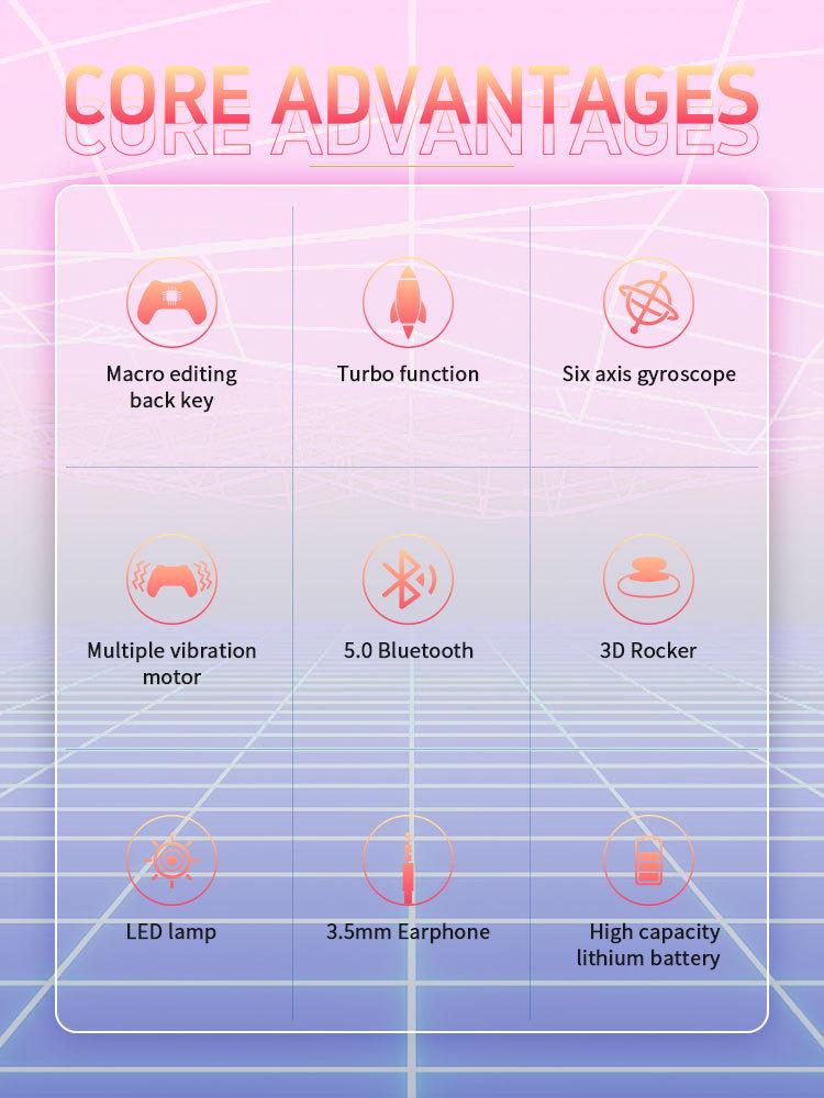 Silicone Grip RGB Six-Axis Somatosensory Touch Controller for PS4 & Mobile