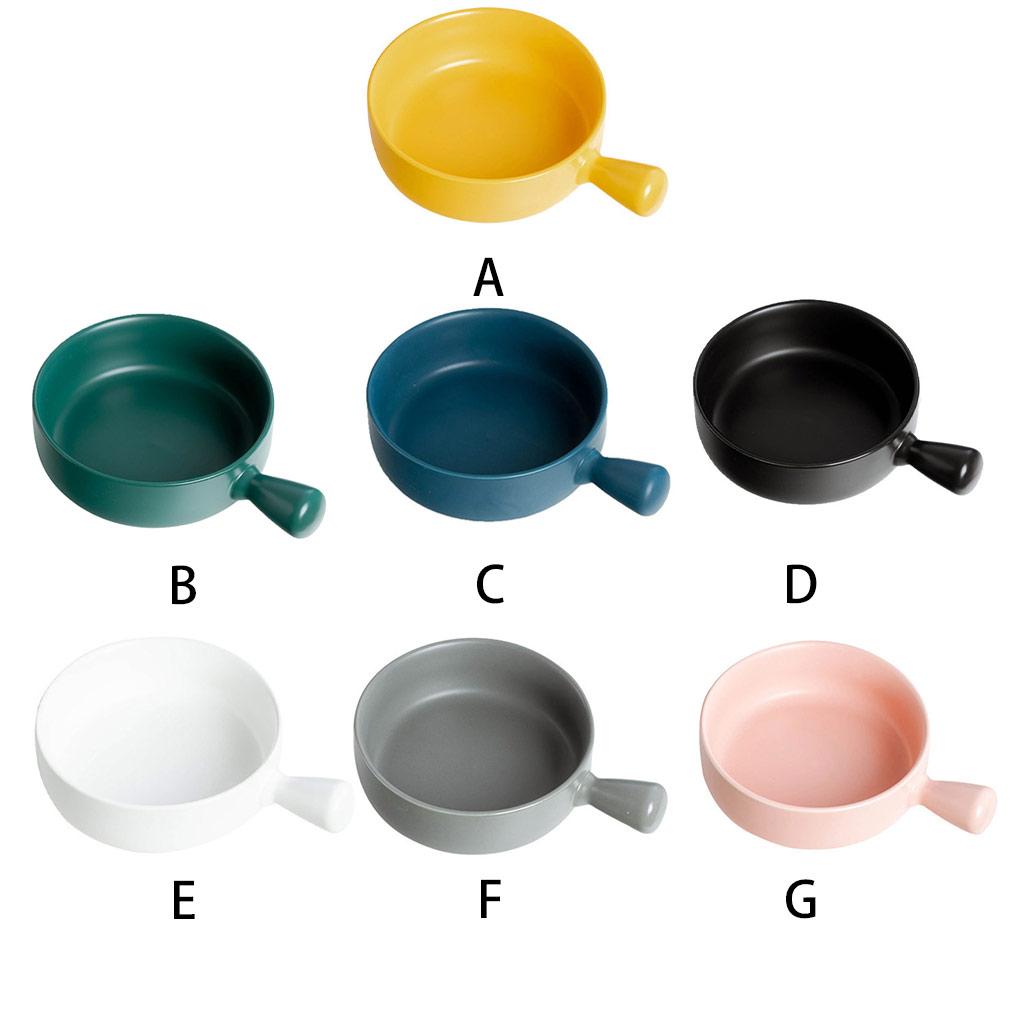 Keramik Salatschüssel mit Griff Einfarbig Entzückend Waschbar Niedlich Zuhause Frühstück Abendessen Suppe Obstschüsseln Geschirr