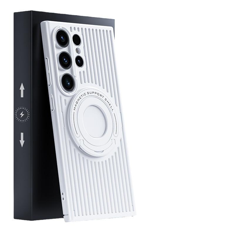 Samsung S25 Ultra Mesh Phone Case with Magnetic Rod Stand, Heat Dissipation, Drop-Proof, Frosted Finish