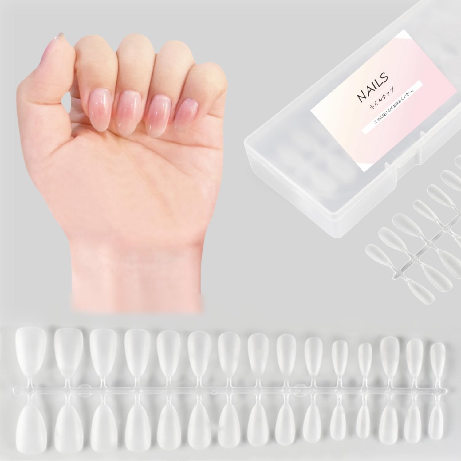 

Nail False Ultra Natural Clear для коммерческого использования в небольшом футляре для хранения, в комплекте наконечники, гвозди, тонкие, подходят, [набор 300] Двусторонняя шлифовка, гвозди, сделай сам,
