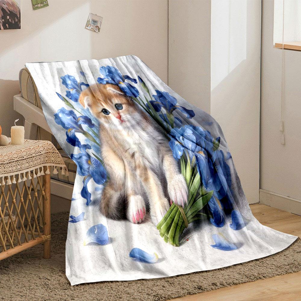 6 Styles Flowers and Puppies Print Blanket Children Adult Blanket Soft and Warm for Sofa Outdoor Travel Blanket Luxury Gifts