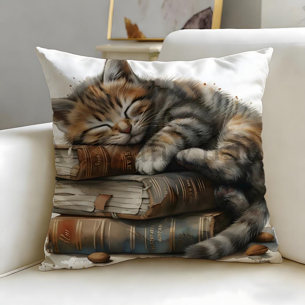 Classic Animal Cat Cushion Cover Soft & Easy-Wash Pillow Case – Versatile for Couch, Bed, Travel and Office