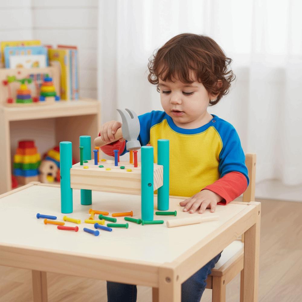 Holz Klopf Nägel Werkzeug Spielzeug Montessori Baby Hammer Schlagen Holzspielzeug Hand-Auge-Koordination