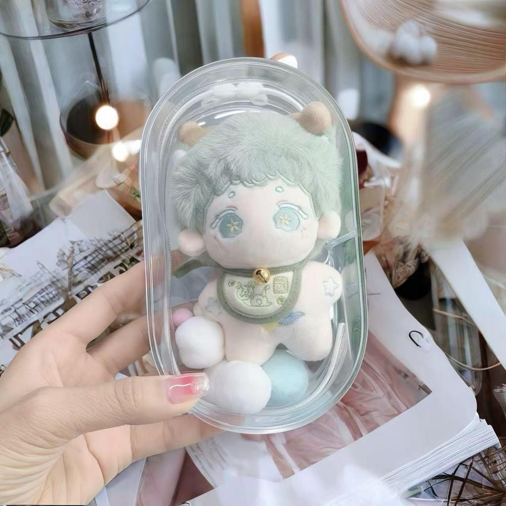 Transparent PVC Stroller Bag for 15cm-16cm Cotton Dolls, Cute Plush Figures, Outdoor Storage.