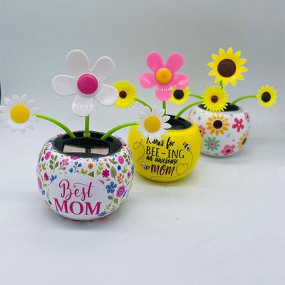 Solar Powered Dancing Flower Solar Ornament Shaking Head Car Ornaments For Home Bedroom Dashboard Decoration
