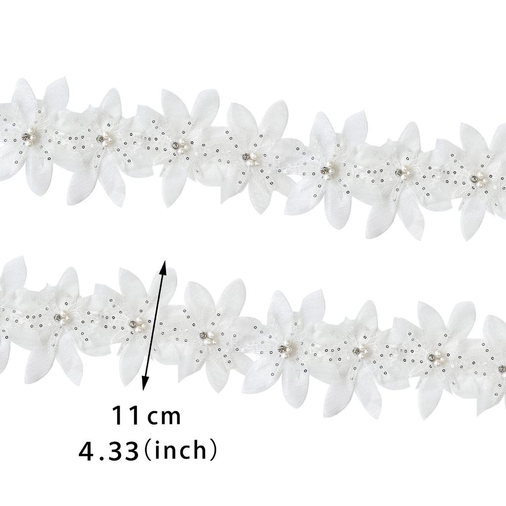 Black And White Organza Beaded Sequins Barcode Accessories Clothing Skirt Dress Children'S Clothing Decorative Lace Accessories