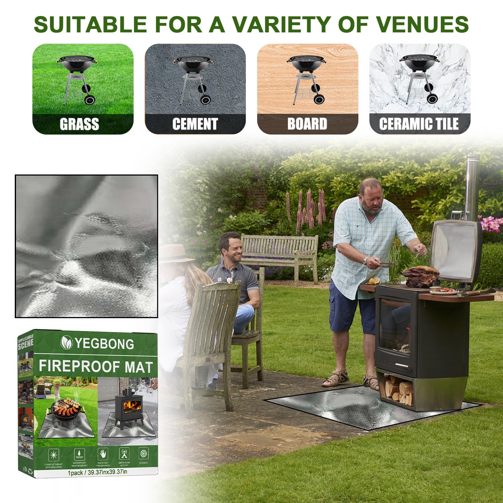 Yegbong Silver Fireproof Outdoor Mat - Heat Resistant Camping & Barbecue Mat