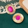 Exaggerate Retro Gold Color Liquid Metal Oval Multiple Colors Stud Earrings for Women Personality Medieval Jewelry Accessories