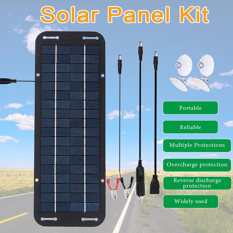 12V Solar Panel Kit IP65 Waterproof High-Efficiency Car Battery Solar Trickle Charger Solar Powered Charger for RVs Tractors